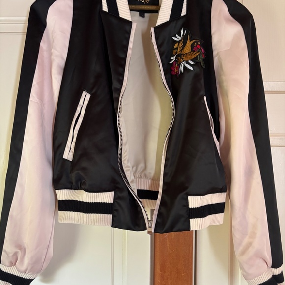 Maje satin bomber jacket with appliqué size 36 FR - Picture 4 of 13